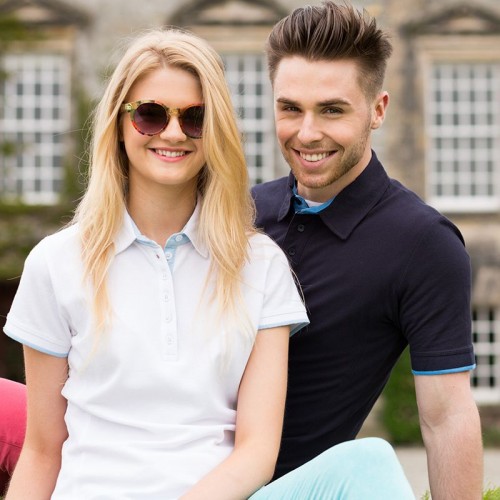 Front Row & Co top Women's contrast pique elegant Polo Shirt