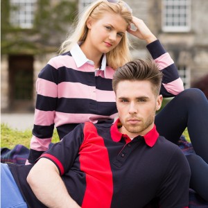 Front Row & Co top Diagonal stripe house polo 200 GSM Polo Shirt