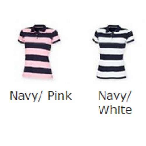 Front Row & Co top Women's striped pique polo Performance 200 GSM Polo Shirt